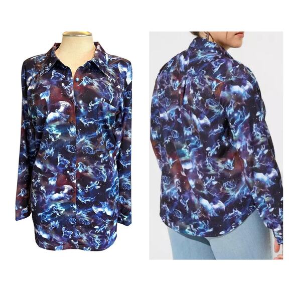 Torrid Plus Size 6 Animals of Harry Potter Galaxy Madison Button Front Blouse - Picture 1 of 4